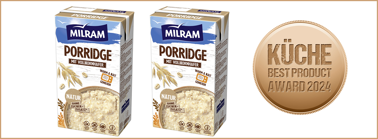 Kategorie Molkereiprodukte: Bronze für Porridge von Milram.